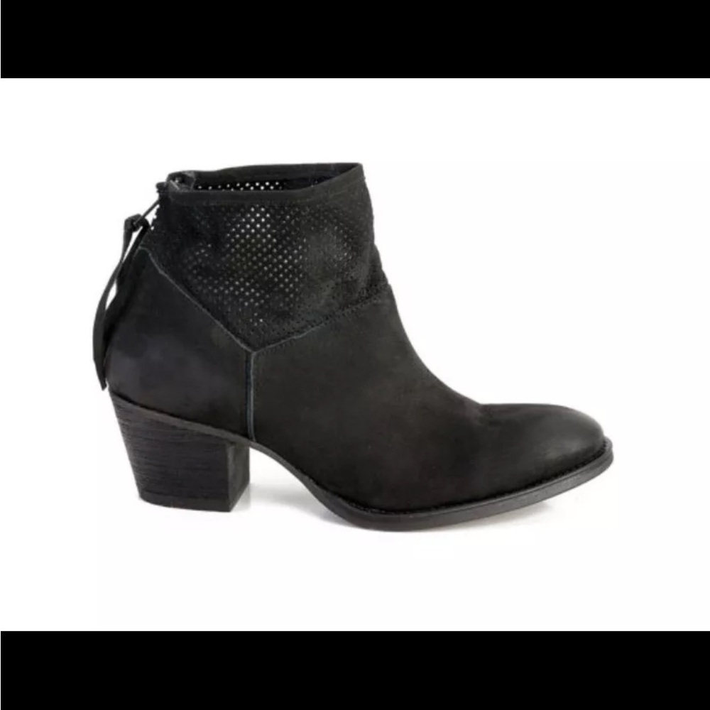 Maya McQueen Gretal Ankle Boot Women’s 10 Charcoal Gray Leather Booties Heel Zip